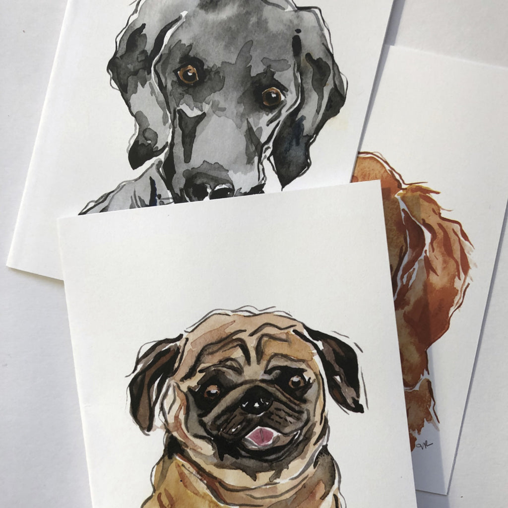 4x5 Watercolor Dog Print Note Cards