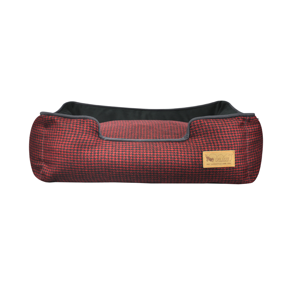 P.L.A.Y. Houndstooth Lounge Dog Bed Cayenne Red 3