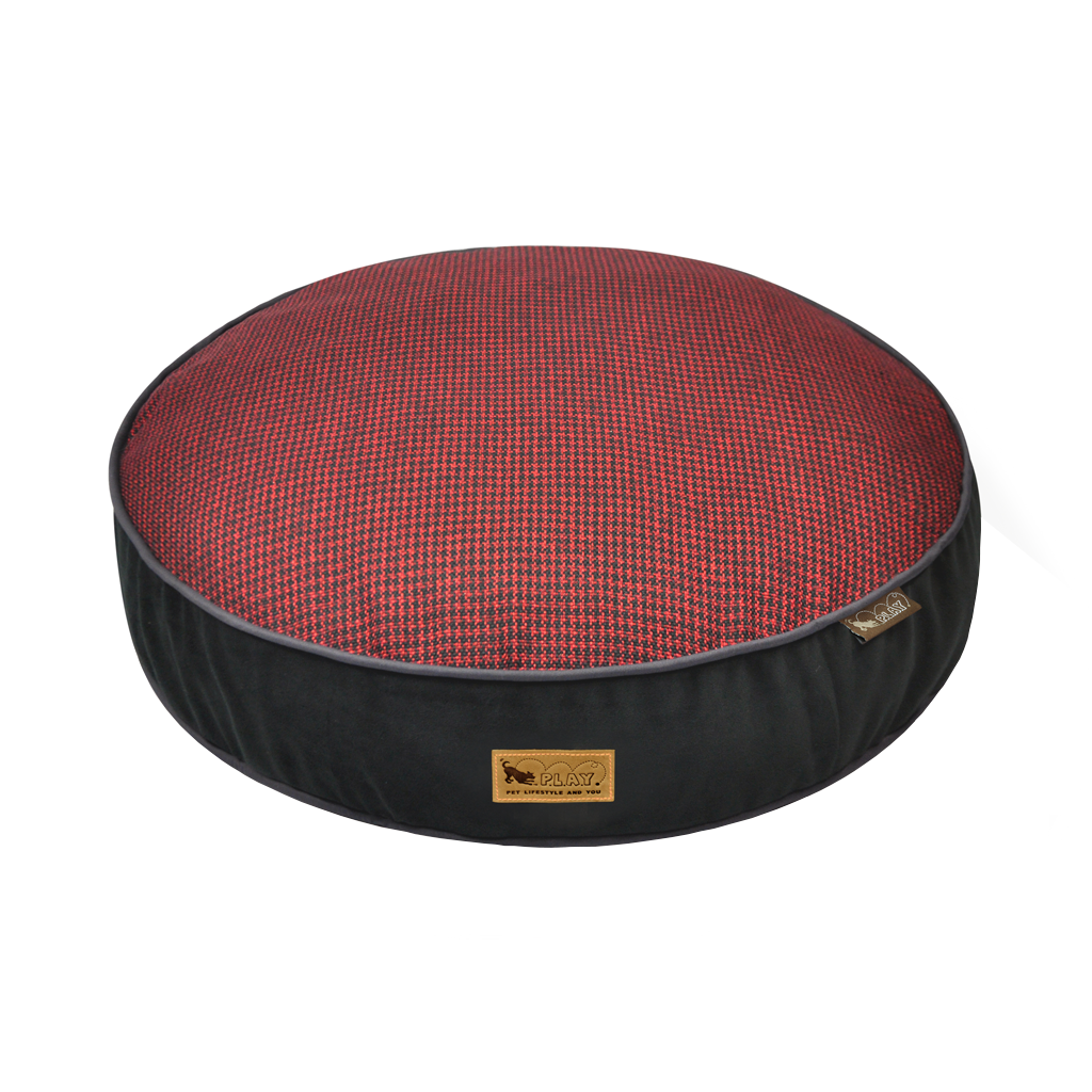 P.L.A.Y. Houndstooth Round Dog Bed Cayenne Red