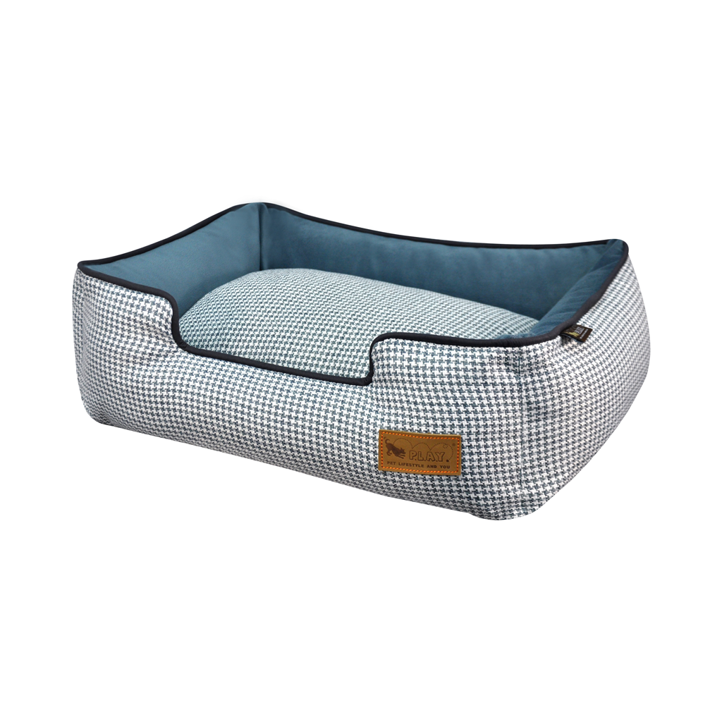 P.L.A.Y. Houndstooth Lounge Dog Bed Light Blue