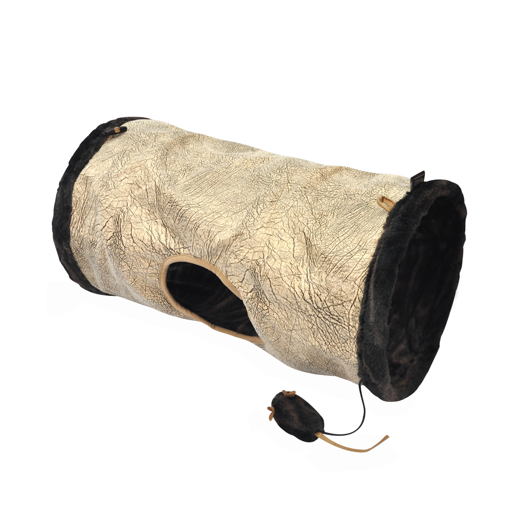 P.L.A.Y. Purr And Pounce Cat Tunnel Brown 2