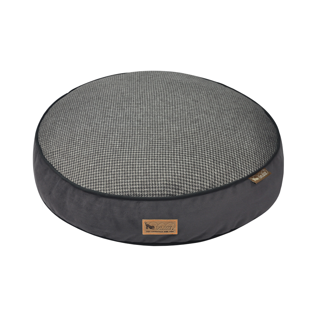 P.L.A.Y. Houndstooth Round Dog Bed Shadow Grey