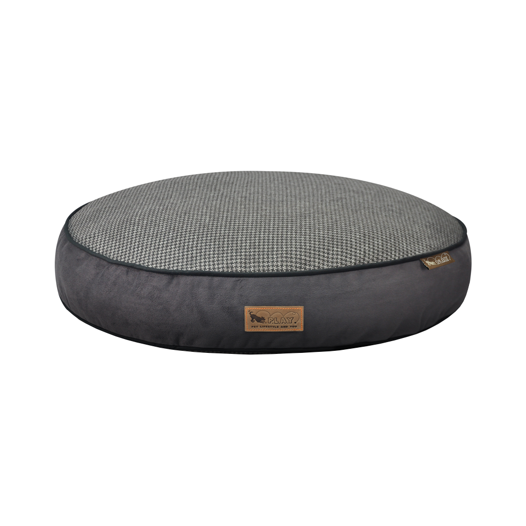 P.L.A.Y. Houndstooth Round Dog Bed Shadow Grey 2