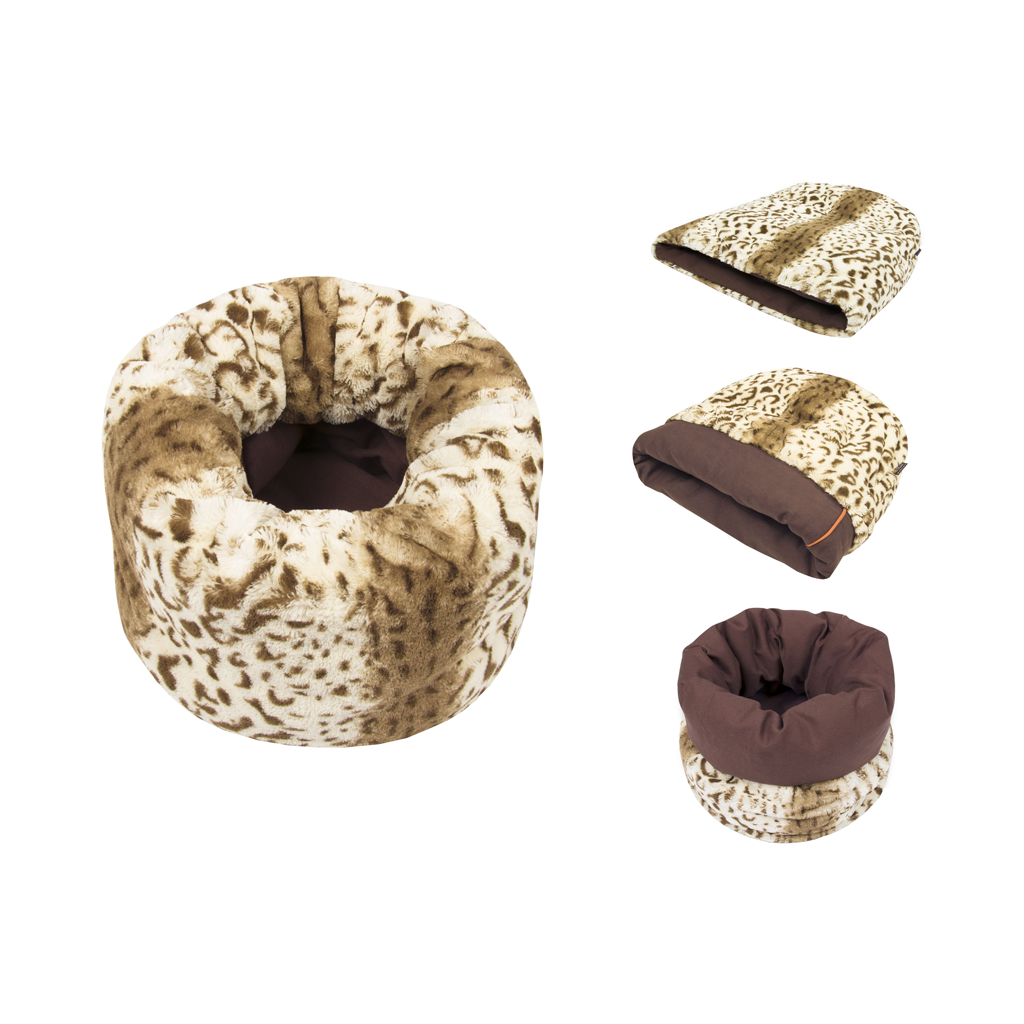 P.L.A.Y. Snuggle Cat and Dog Bed Leopard Brown