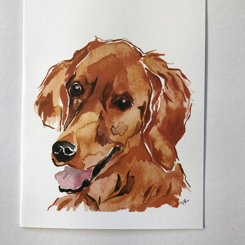 4x5 Watercolor Dog Print Note Cards Golden