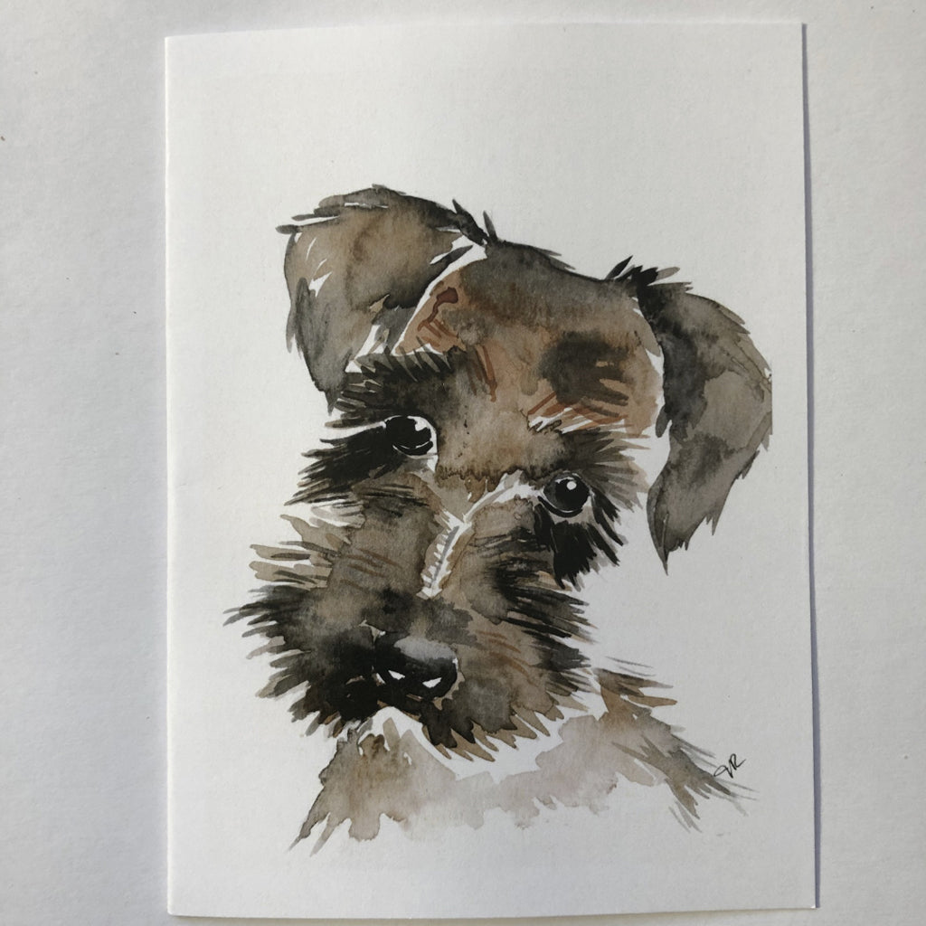 4x5 Watercolor Dog Print Note Cards Schnauzer