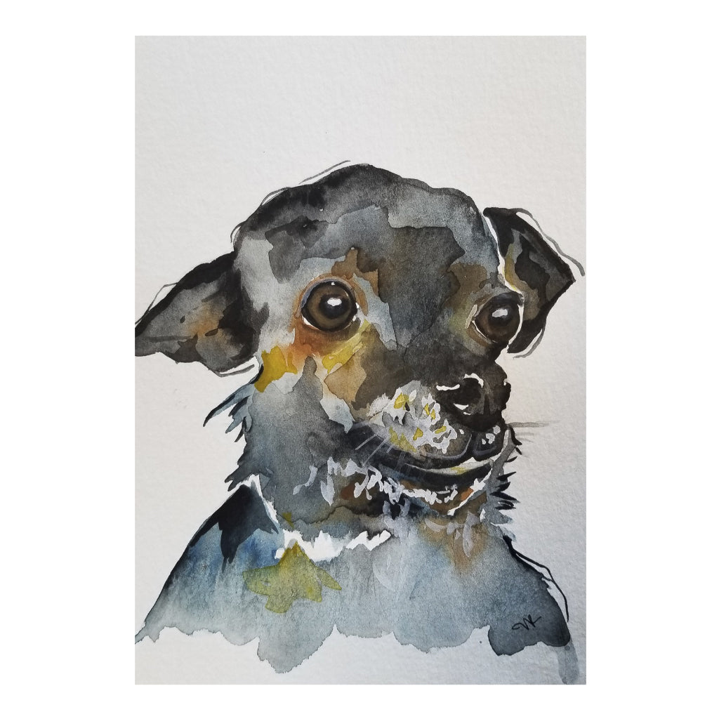 5x7 Watercolor Original Dog Portraits Chihuahua