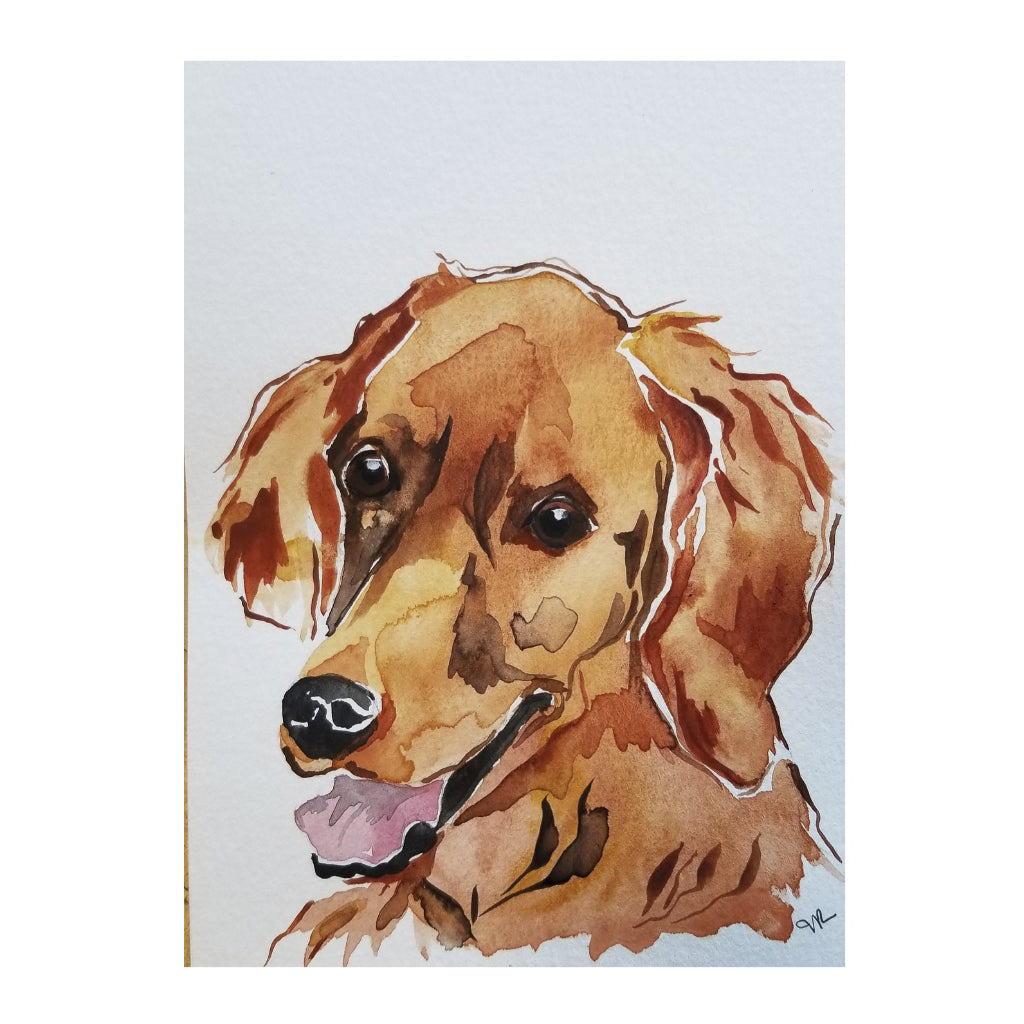 5x7 Watercolor Original Dog Portraits Golden
