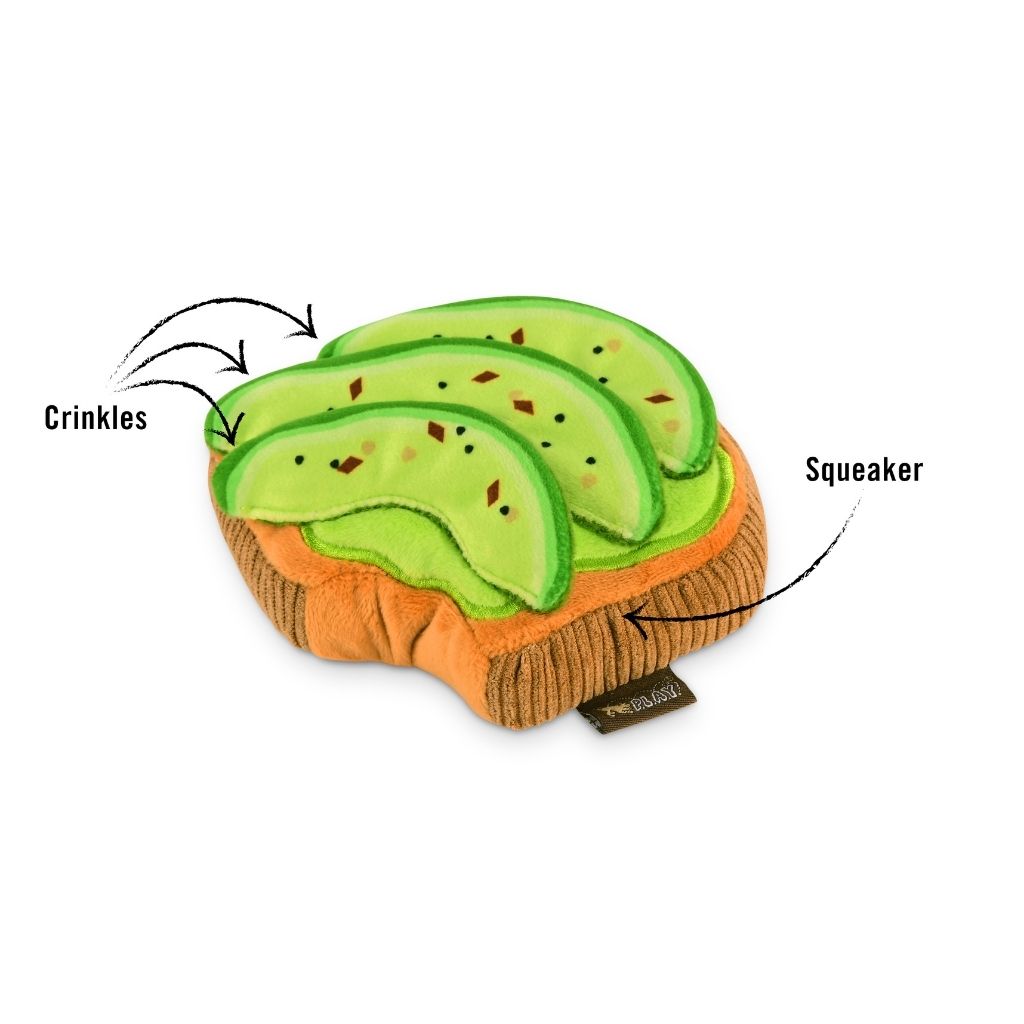 P.L.A.Y. Barking Brunch Dog Toy 5 Piece Set Avo doggo toast