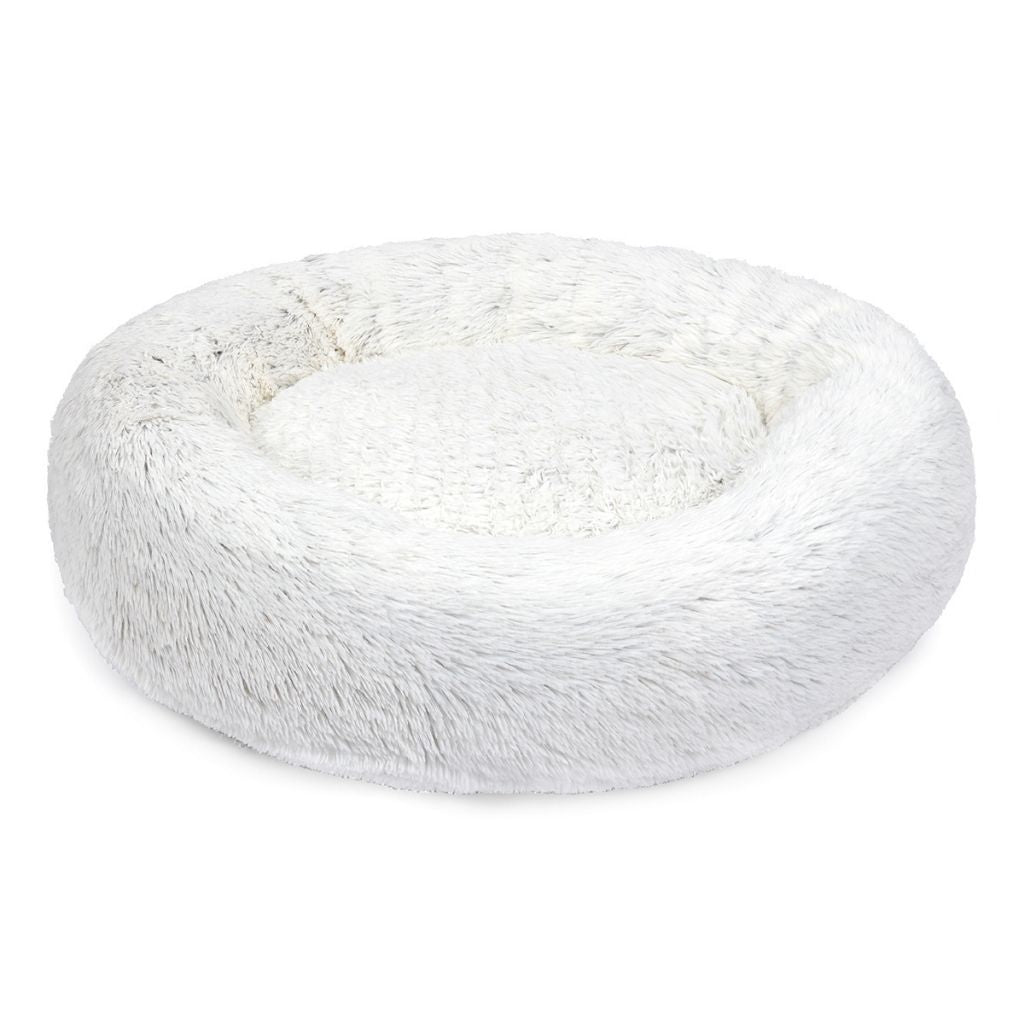 Jax & Bones Arctic Shag Donut Bed white