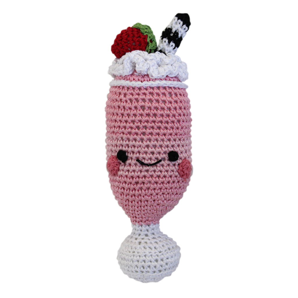 Pet Flys Knit Knacks Strawberry Milkshake Dog Toy