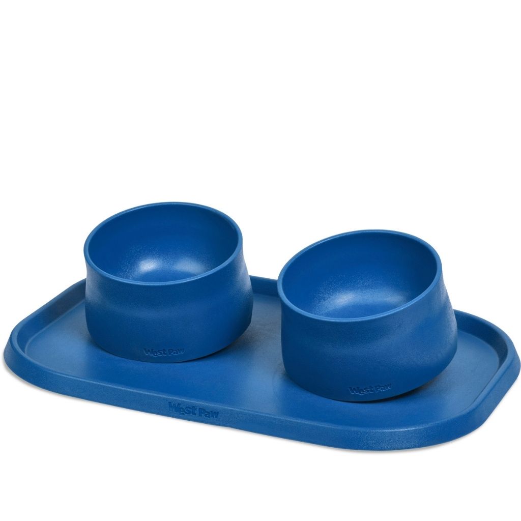 West Paw Seaflex No-Slip Dog Bowl and Feeding Tray blue 3