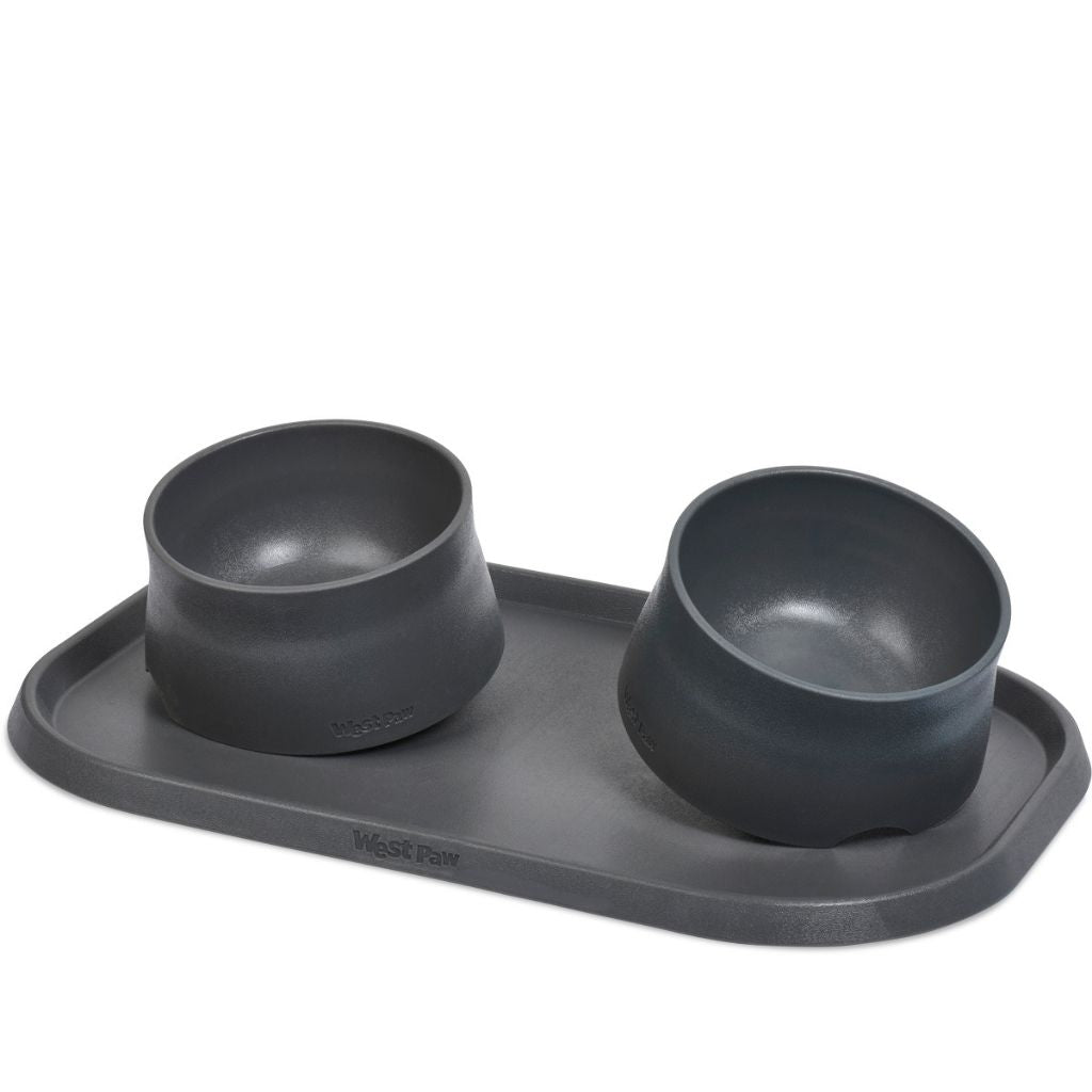 West Paw Seaflex No-Slip Dog Bowl and Feeding Tray gray