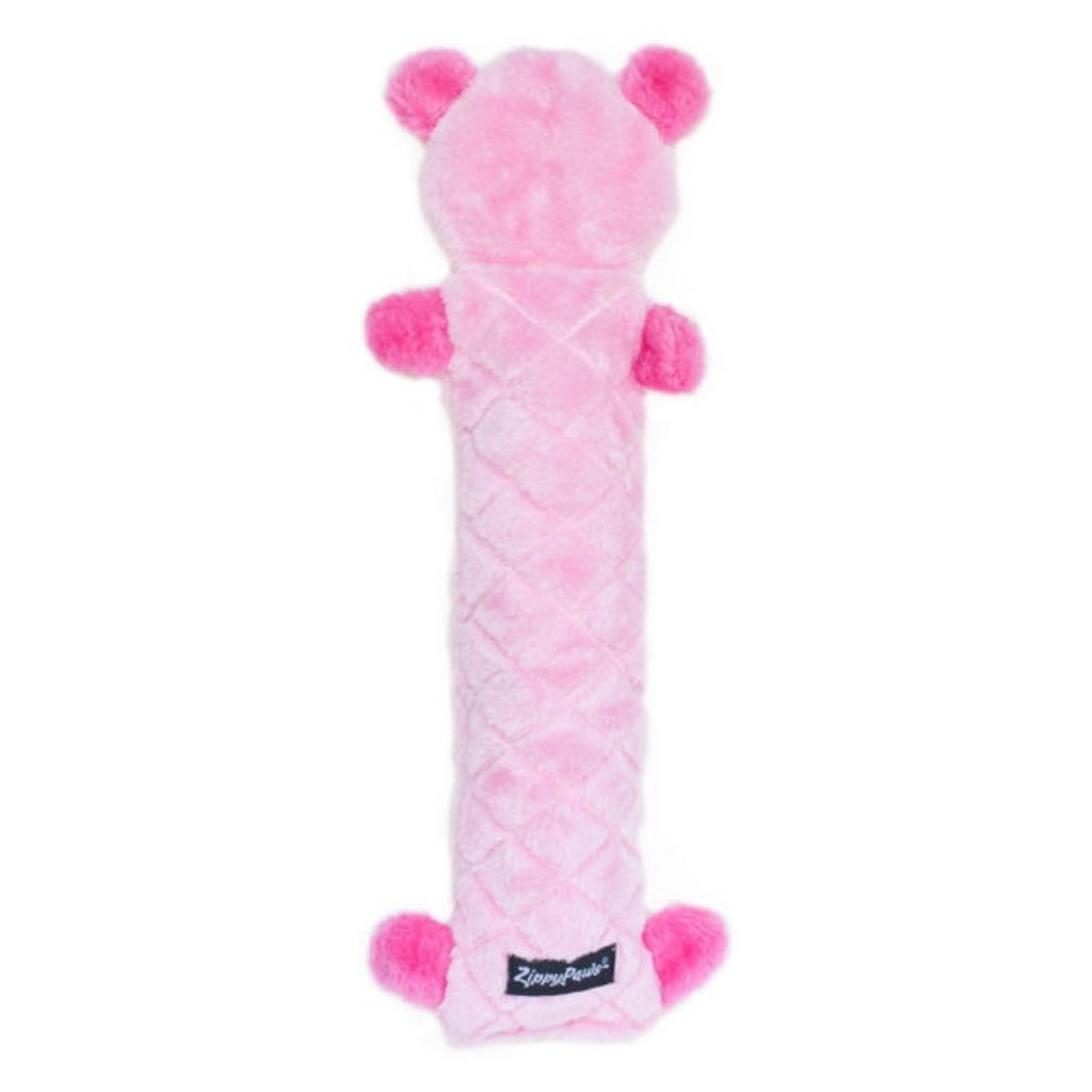 ZippyPaws Jigglerz Stuffless Dog Toy Pink Bear 2