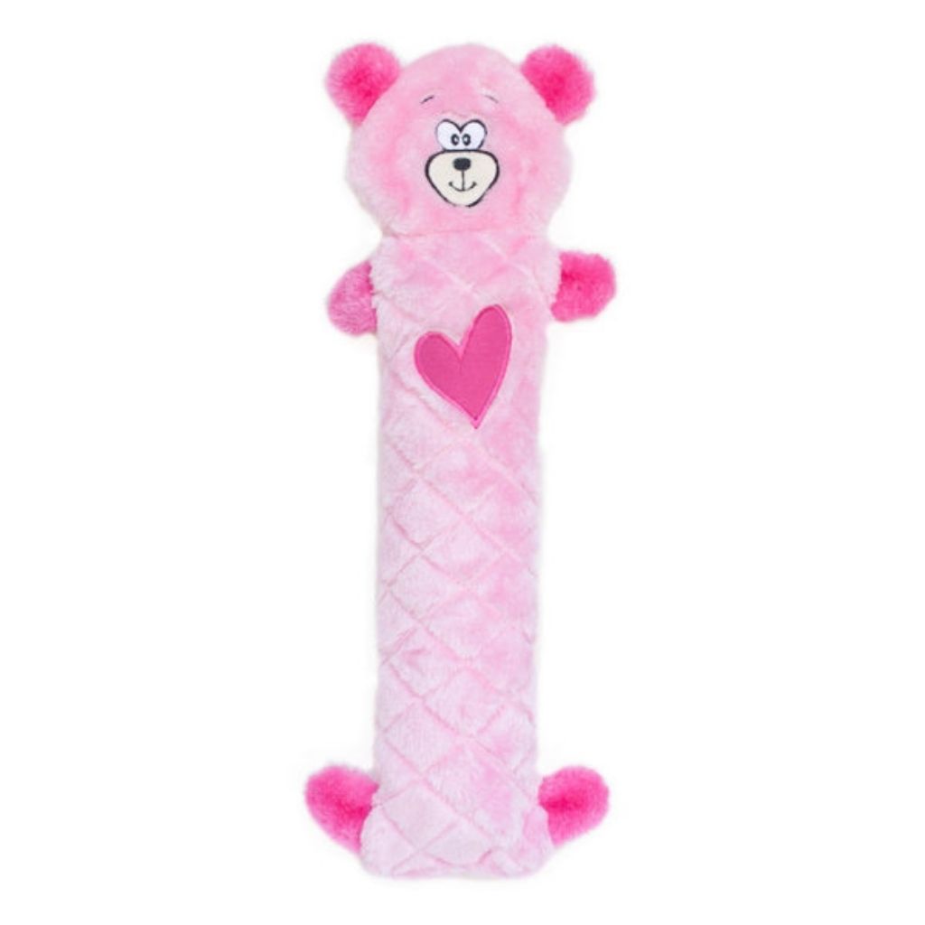 ZippyPaws Jigglerz Stuffless Dog Toy Pink Bear