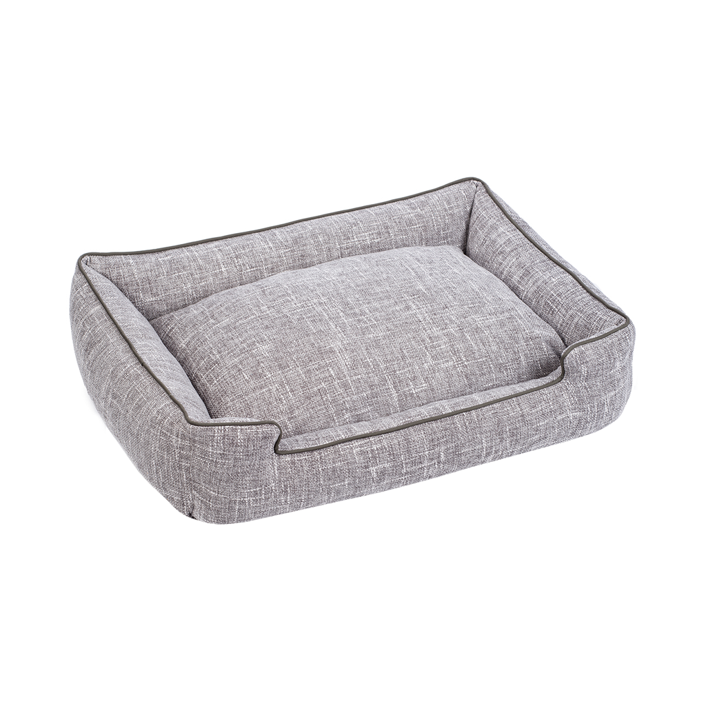 Jax & Bones Harper Textured Woven Lounge Dog Bed Gris