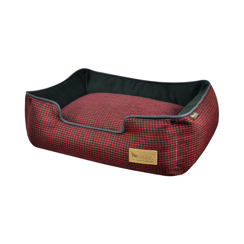 P.L.A.Y. Houndstooth Lounge Dog Bed Cayenne Red