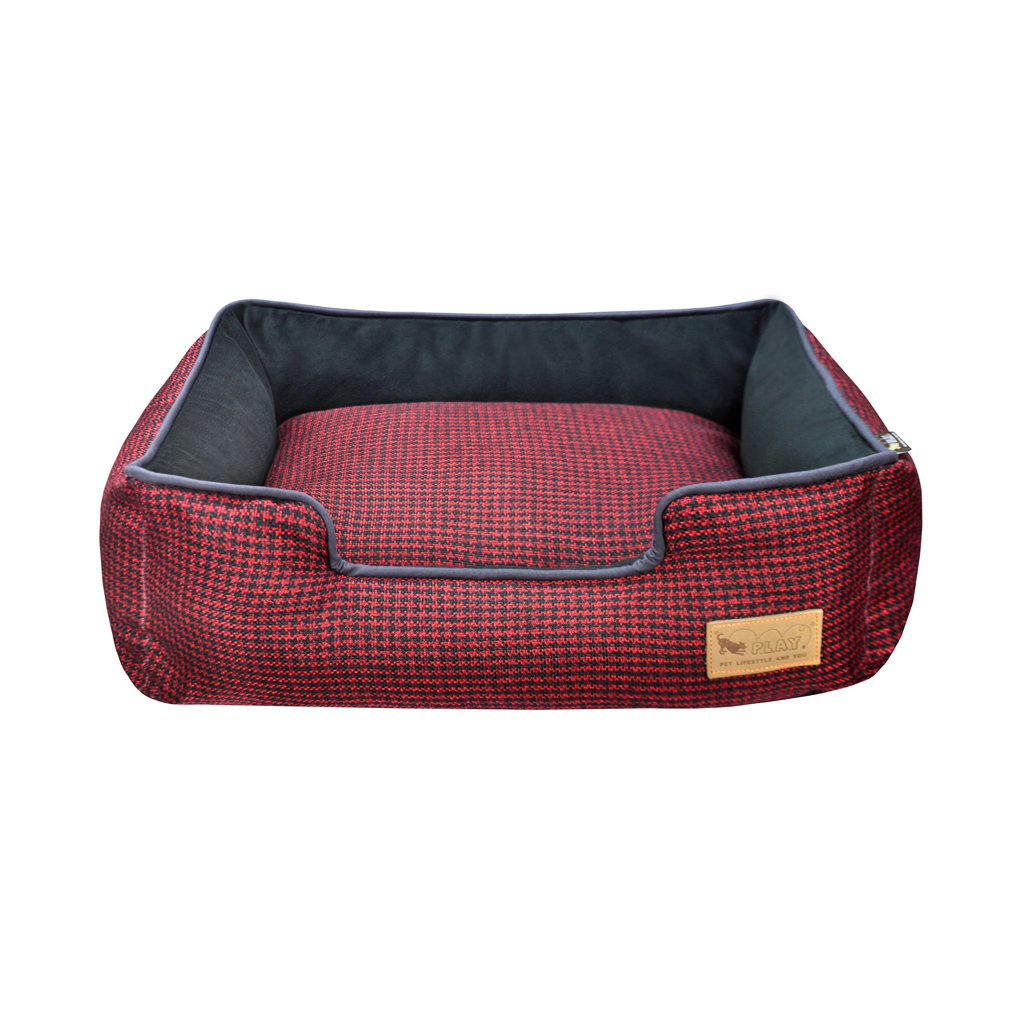 P.L.A.Y. Houndstooth Lounge Dog Bed Cayenne Red 2