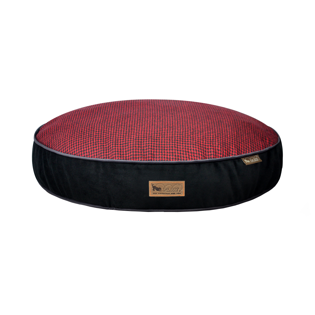 P.L.A.Y. Houndstooth Round Dog Bed Cayenne Red 2