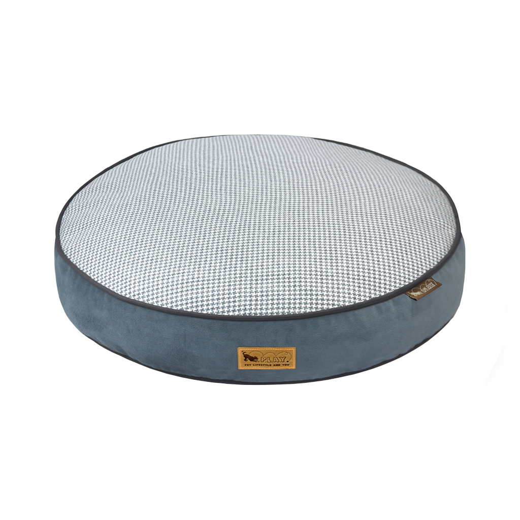 P.L.A.Y. Houndstooth Round Dog Bed Light Blue