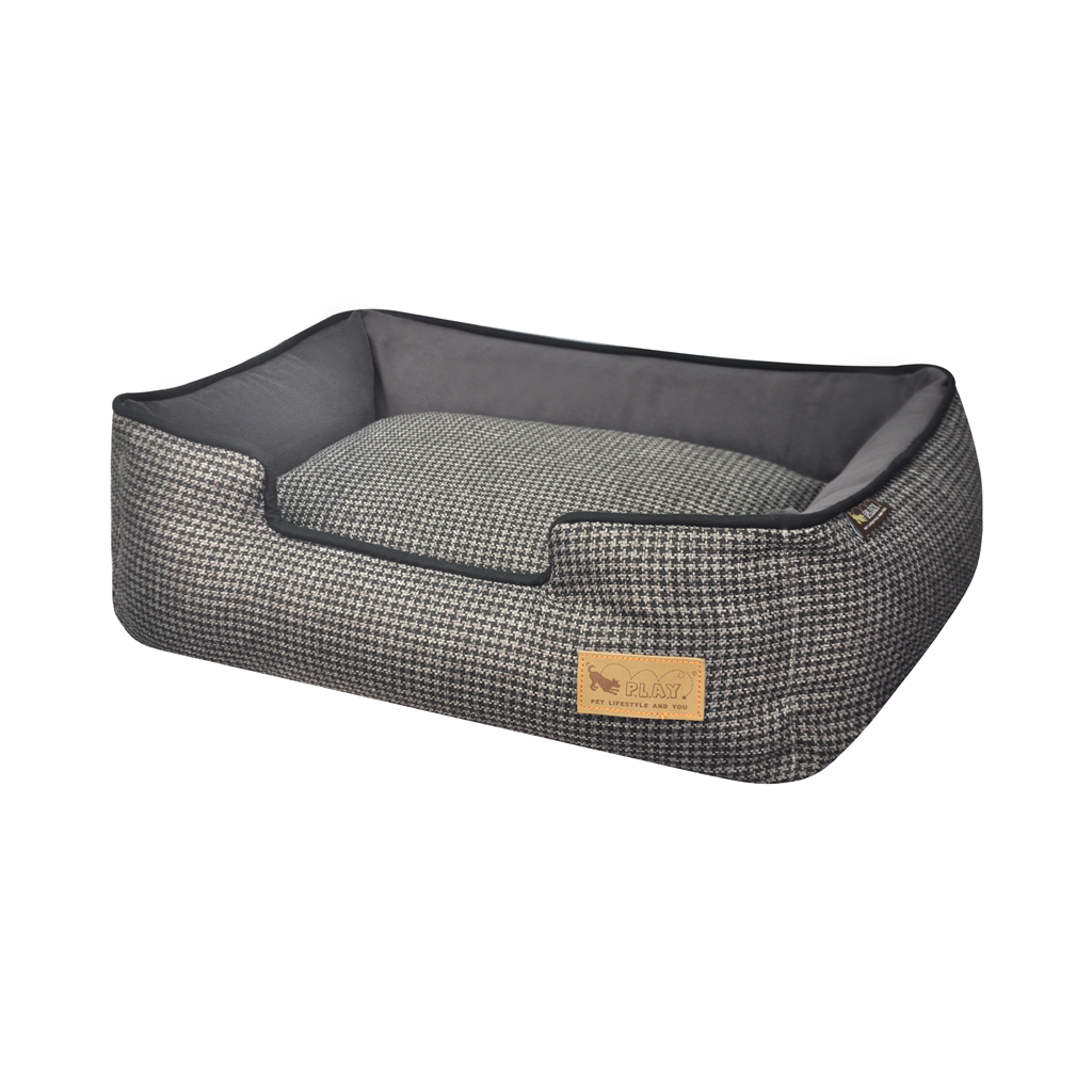 P.L.A.Y. Houndstooth Lounge Dog Bed Shadow Grey