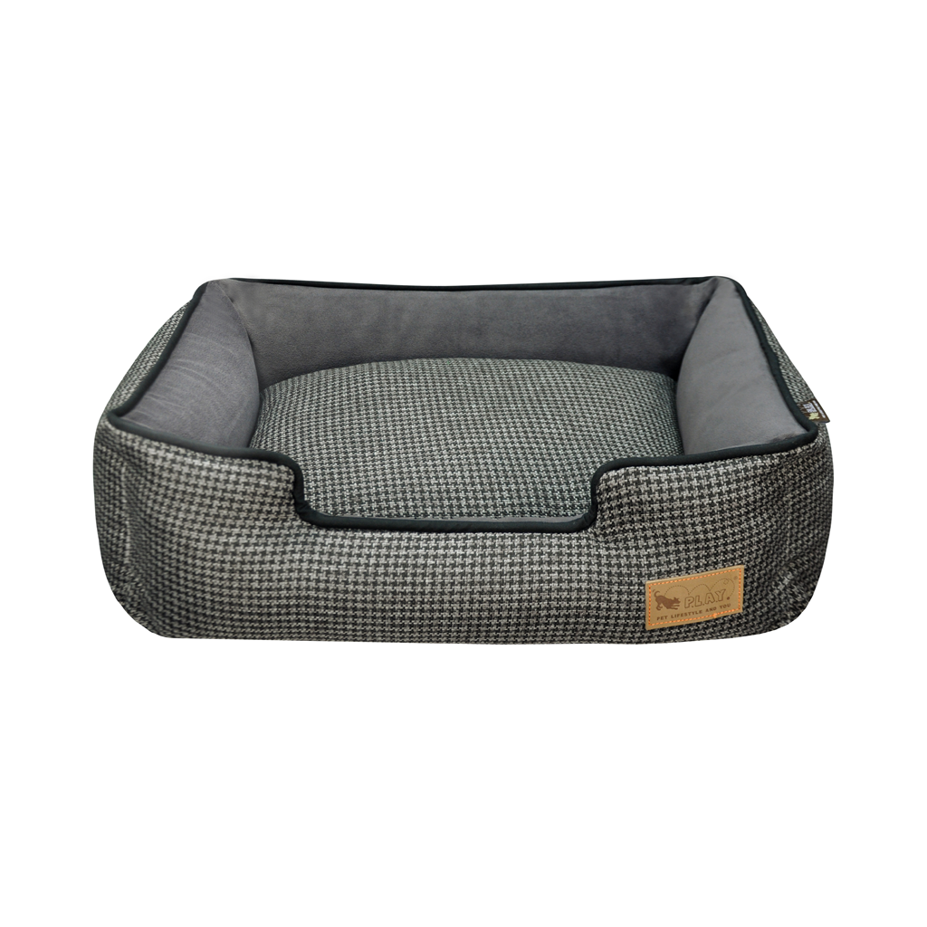 P.L.A.Y. Houndstooth Lounge Dog Bed Shadow Grey 2
